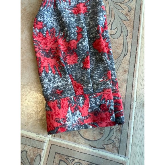 Yoana Baraschi WORN ONCE Printed Faux Wrap Blouse Long Sleeve Gray Red Size XS - Picture 5 of 9